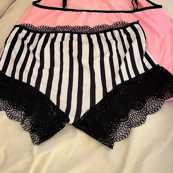 New pink & black pajama set size L. Pink tank w/lace trim.Adorable shorts too! - Picture 5 of 5